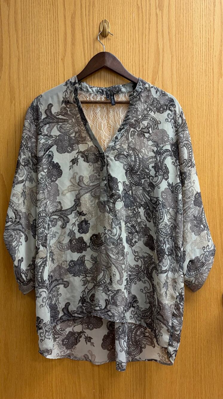 Maurice's Paisley Feminine Boho Chic Peasant Blouse Semi Sheer Lace Plus Size 2